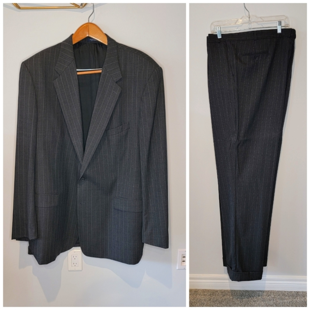 Custom Made 2-Piece Suit, Big & Tall Size 54X, Pinstripe